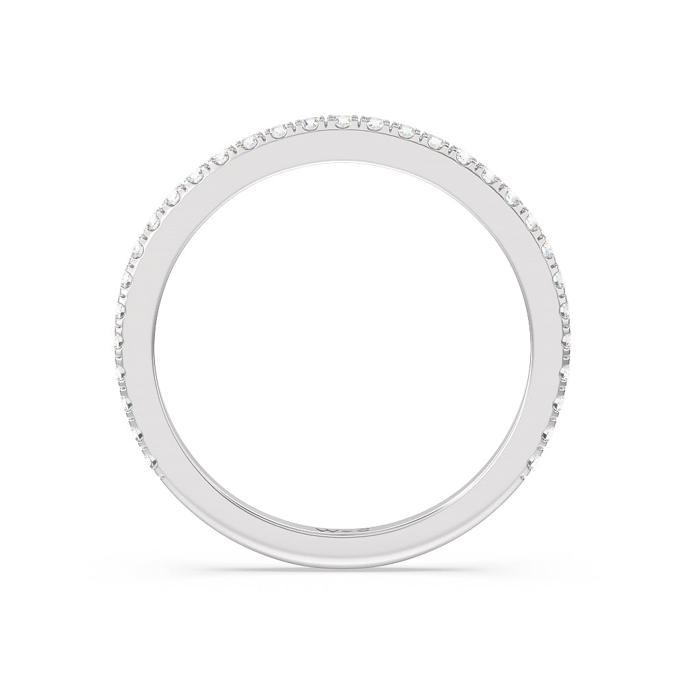 Classic Hidden Halo Wedding Band with 18KT White Gold Cut Diamond in 14KT White Gold view 4

