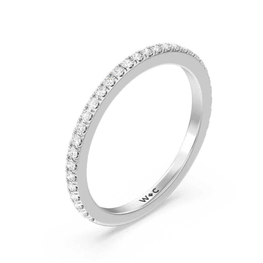 Classic Hidden Halo Wedding Band with 18KT White Gold Cut Diamond in 14KT White Gold view 2
