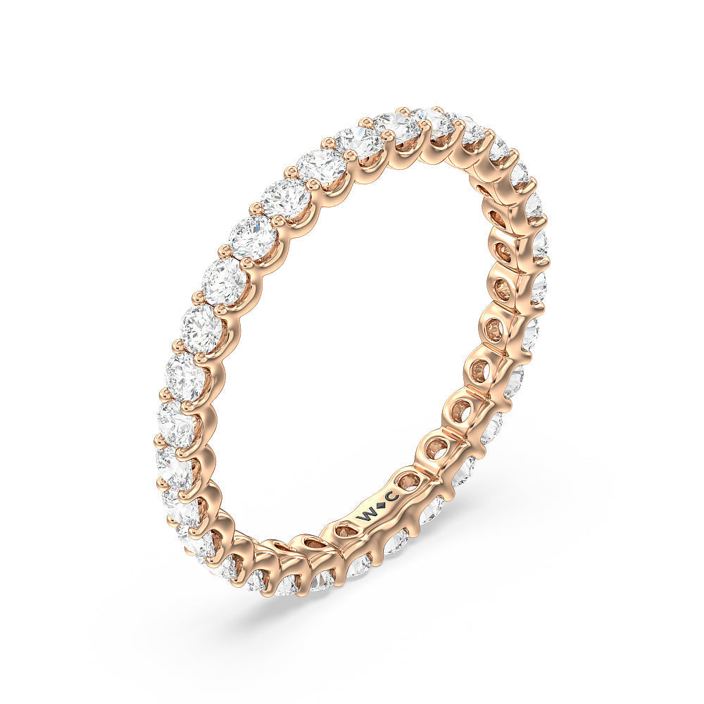Shared Prong Wave Lab Diamond Eternity Ring with 18KT Rose Gold / Lab / 1 Cut Diamond in 14KT Rose Gold / Lab / 1 view 3
