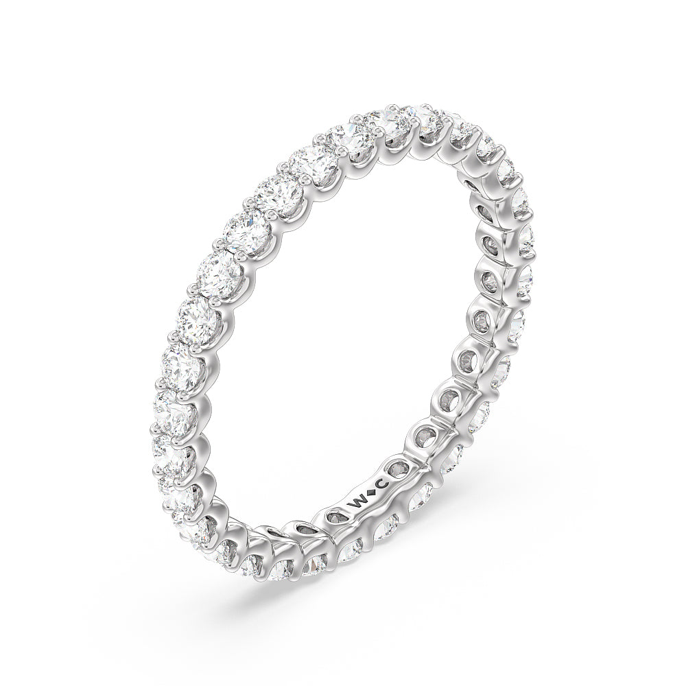 Shared Prong Wave Lab Diamond Eternity Ring with 18KT White Gold / Lab / 1 Cut Diamond in 14KT White Gold / Lab / 1 view 3
