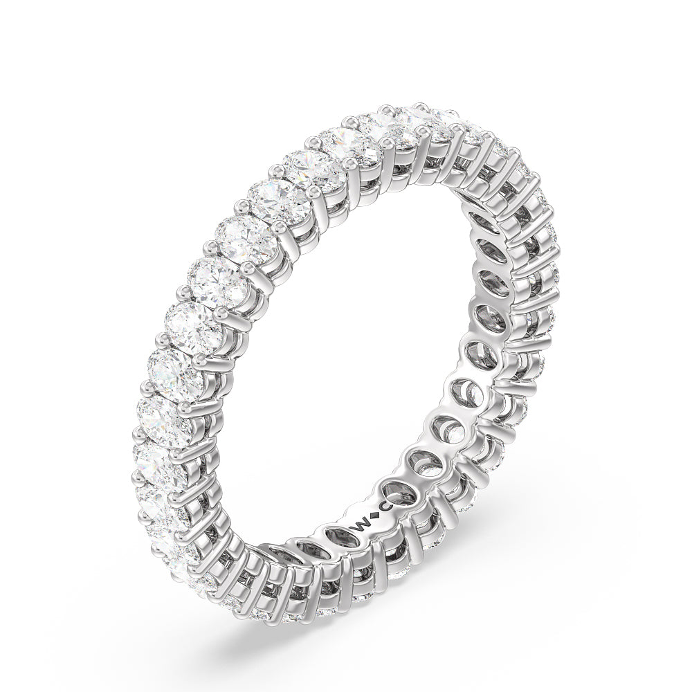 Oval Cut Diamond Eternity Ring with 18KT White Gold / Lab / 2 1/2 Cut Diamond in 14KT White Gold / Lab / 2 1/2 view 3
