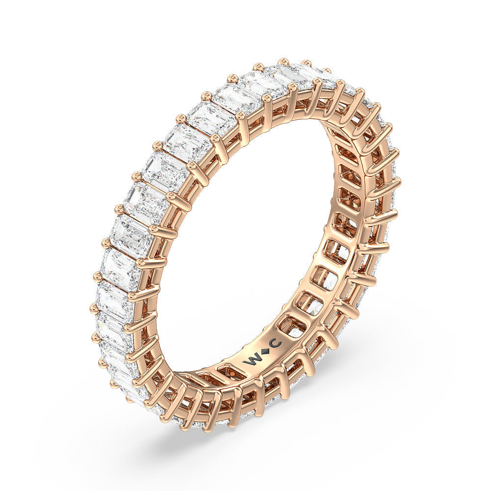 Emerald Cut Diamond Eternity Ring with 18KT Rose Gold / Lab / 2 9/10 Cut Diamond in 14KT Rose Gold / Lab / 2 9/10 view 3
