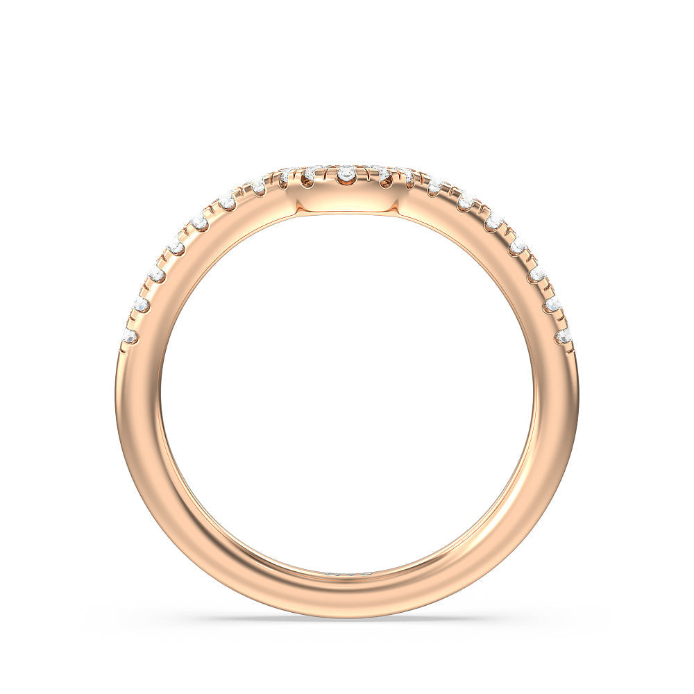 Classic Pave Under Halo Diamond Wedding Band with Lab Cut Diamond in 14KT Rose Gold view 2
