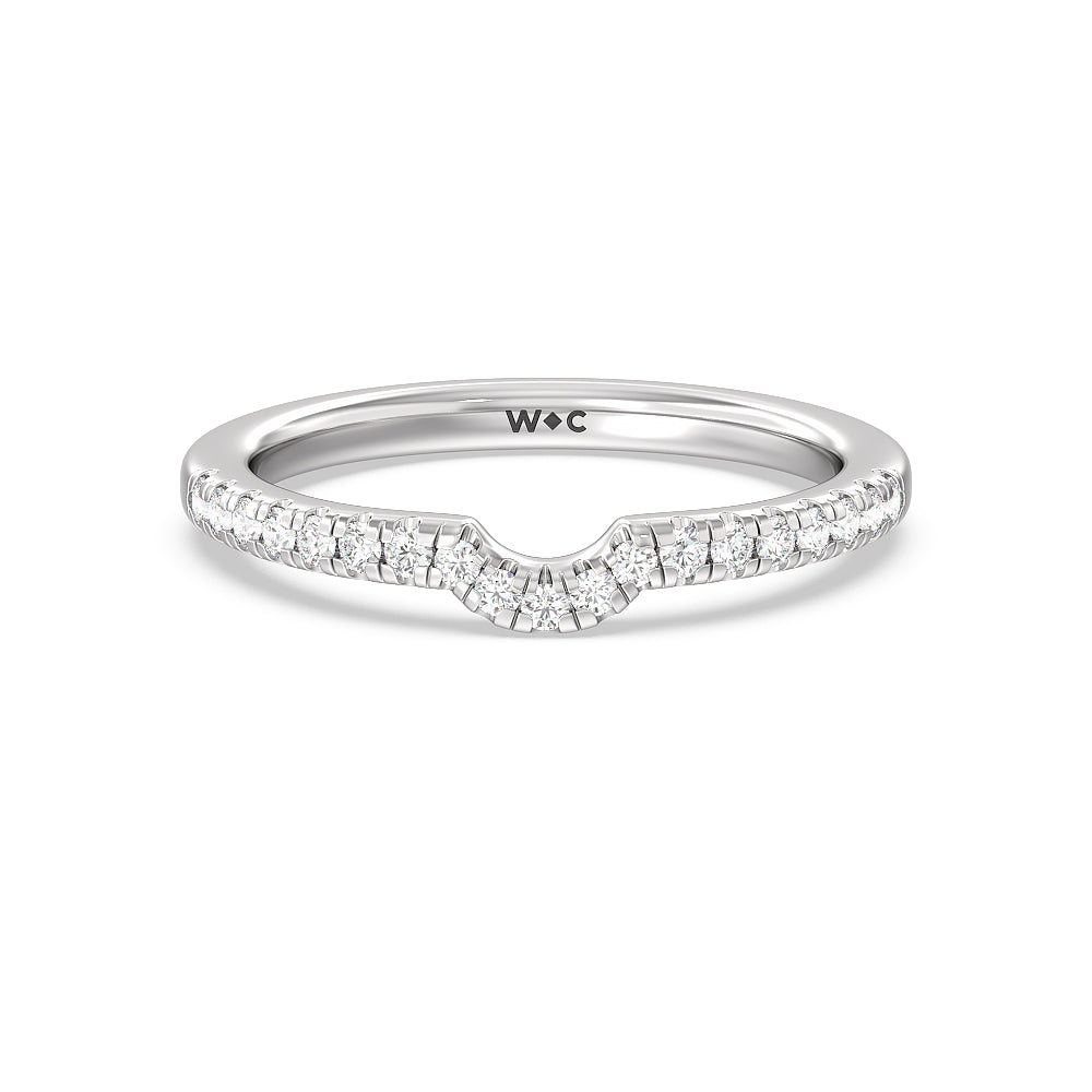 Classic Pave Under Halo Diamond Wedding Band with Lab Cut Diamond in 14KT White Gold view 1
