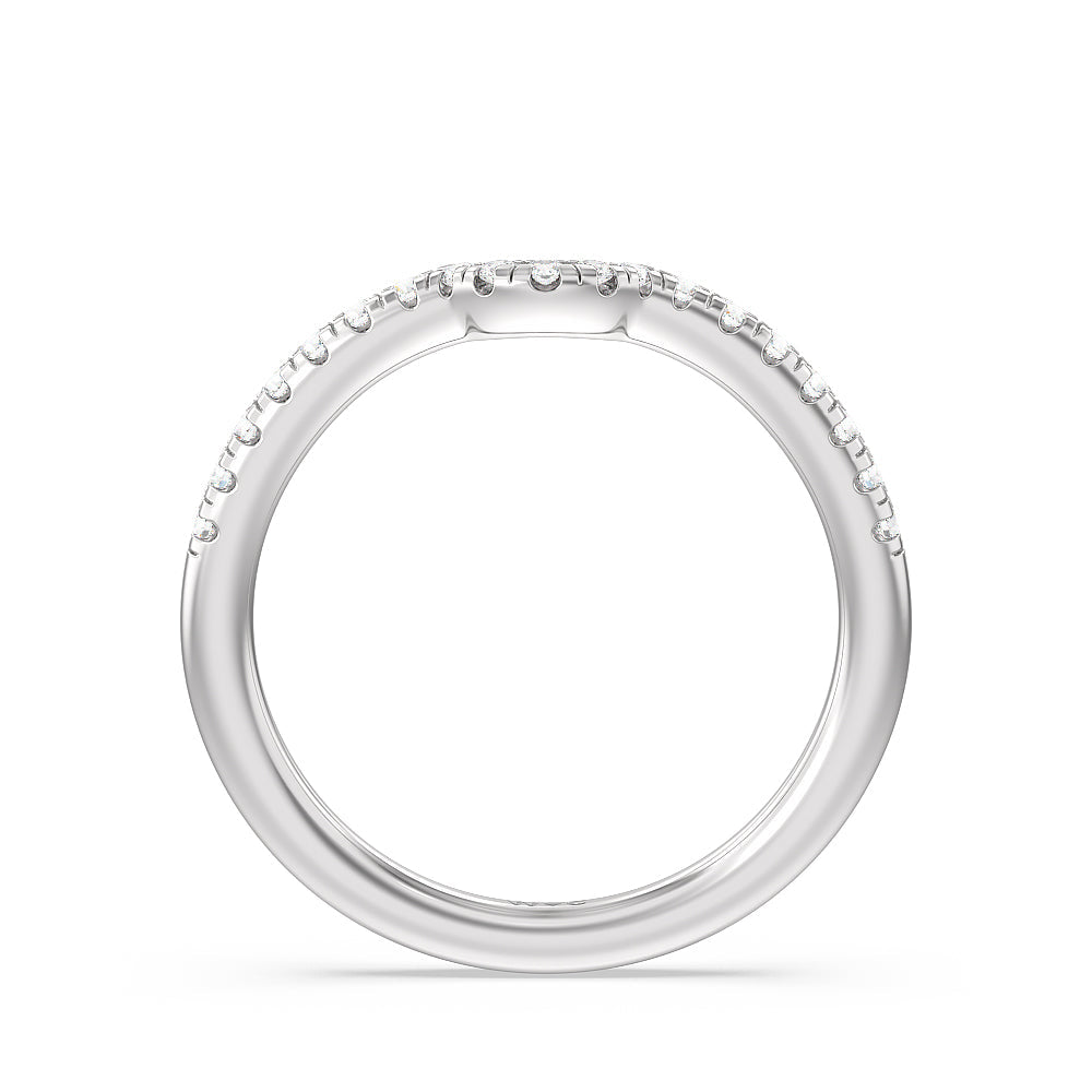 Classic Pave Under Halo Diamond Wedding Band with Lab Cut Diamond in 14KT White Gold view 2
