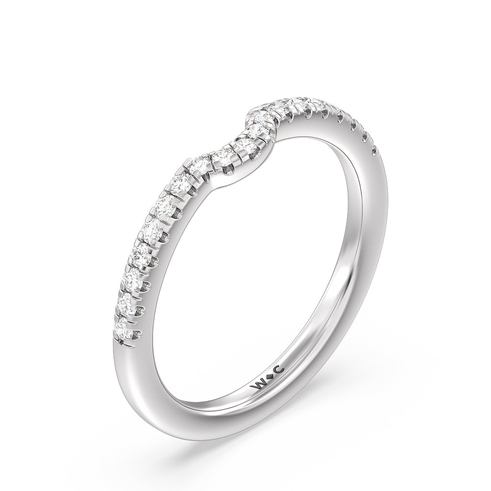 Classic Pave Under Halo Diamond Wedding Band with Lab Cut Diamond in 14KT White Gold view 4
