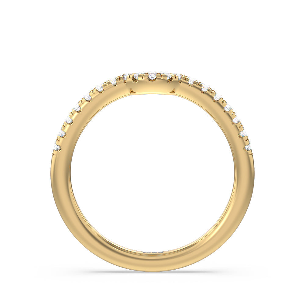 Classic Pave Under Halo Diamond Wedding Band with Lab Cut Diamond in 14KT Yellow Gold view 2
