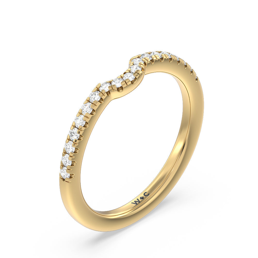 Classic Pave Under Halo Diamond Wedding Band with Lab Cut Diamond in 14KT Yellow Gold view 4
