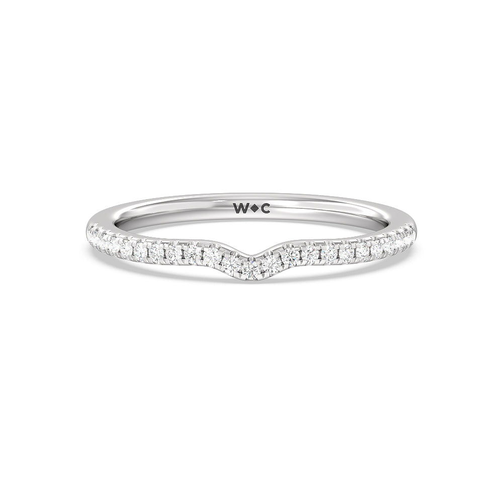 Six Prong Tulip Solitaire Diamond Wedding Band with 18KT White Gold Cut Diamond in 14KT White Gold view 1
