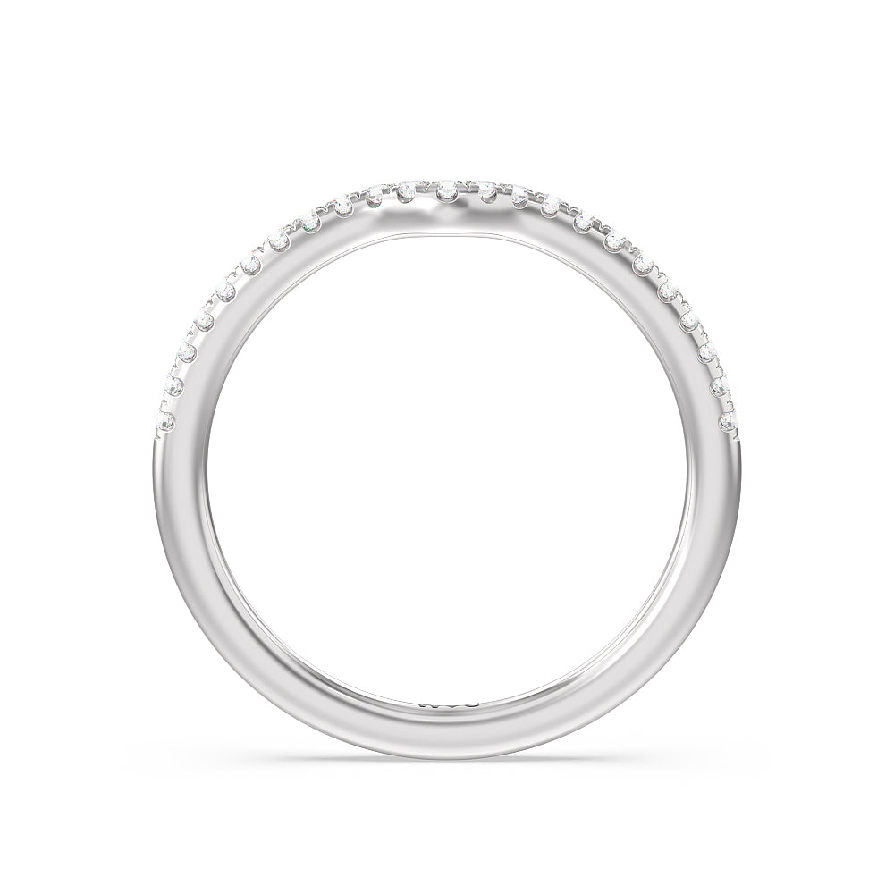 Six Prong Tulip Solitaire Diamond Wedding Band with 18KT White Gold Cut Diamond in 14KT White Gold view 2
