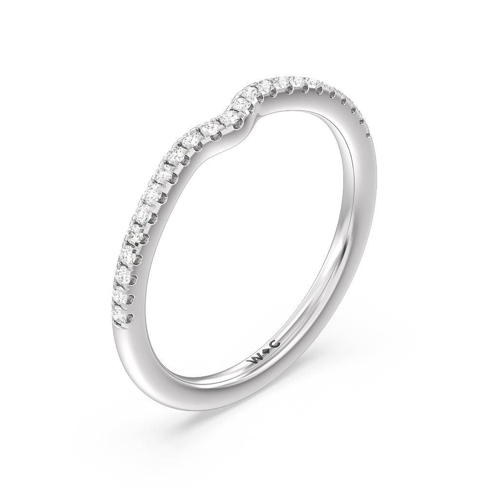 Six Prong Tulip Solitaire Diamond Wedding Band with 18KT White Gold Cut Diamond in 14KT White Gold view 4
