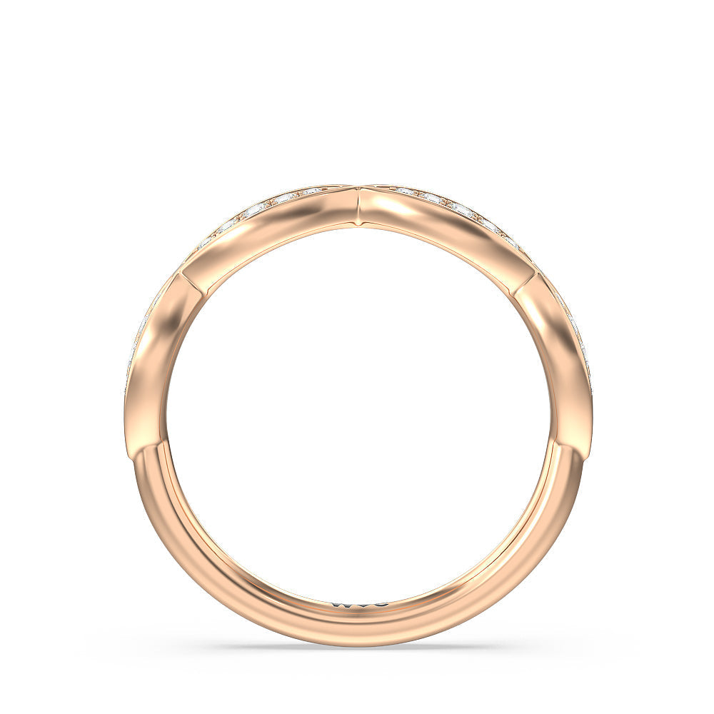 Diamond Braid Wedding Band with Lab Cut Diamond in 14KT Rose Gold view 2
