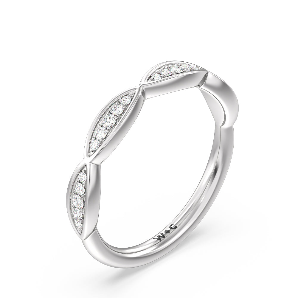 Diamond Braid Wedding Band with Lab Cut Diamond in 14KT White Gold view 4
