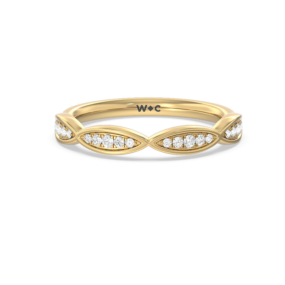 Diamond Braid Wedding Band with Lab Cut Diamond in 14KT Yellow Gold view 1
