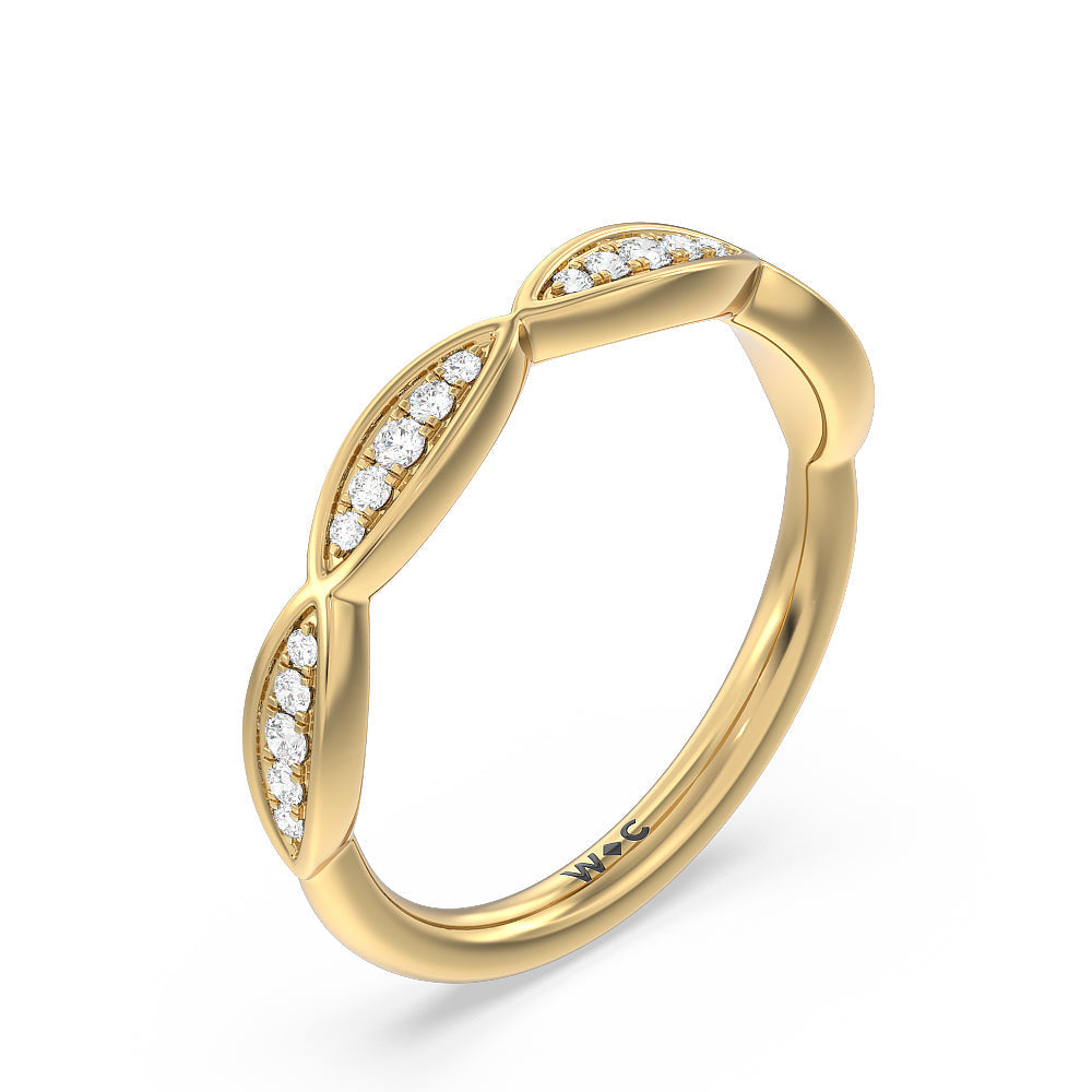 Diamond Braid Wedding Band with Lab Cut Diamond in 14KT Yellow Gold view 4
