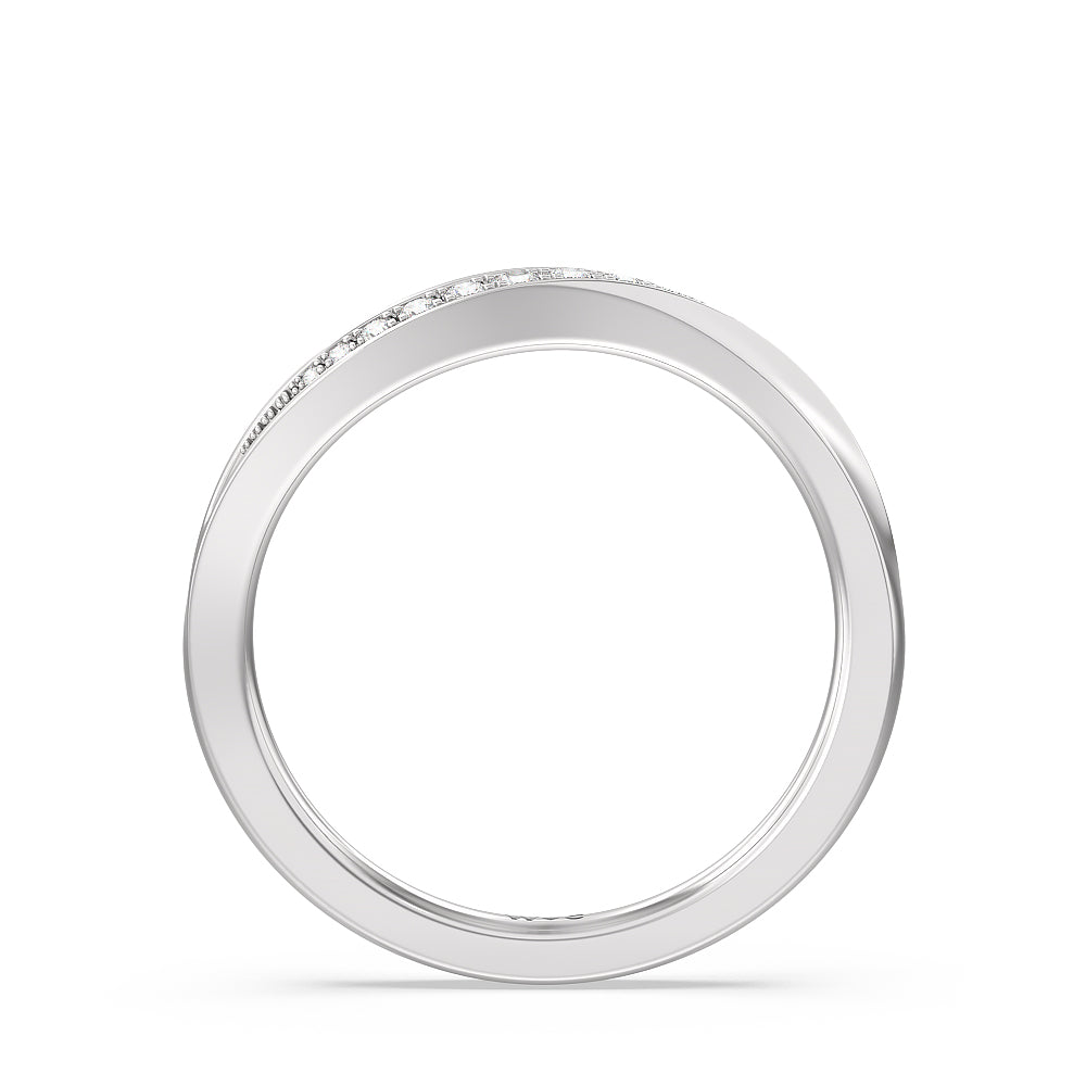 Six Prong Solitaire Wavy Diamond Shank Wedding Band with 18KT White Gold Cut Diamond in 14KT White Gold view 2
