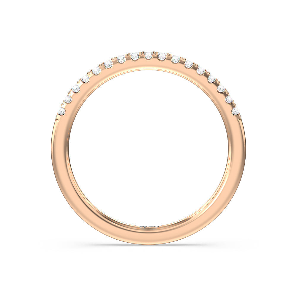 Arc Hidden Halo Diamond Wedding Band with 18KT Rose Gold Cut Diamond in 14KT Rose Gold view 2
