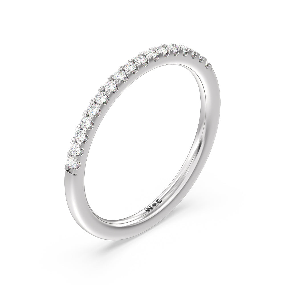 Arc Hidden Halo Diamond Wedding Band with 18KT White Gold Cut Diamond in 14KT White Gold view 4

