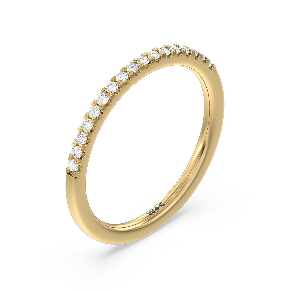 Arc Hidden Halo Diamond Wedding Band with 18KT Yellow Gold Cut Diamond in 14KT Yellow Gold view 4
