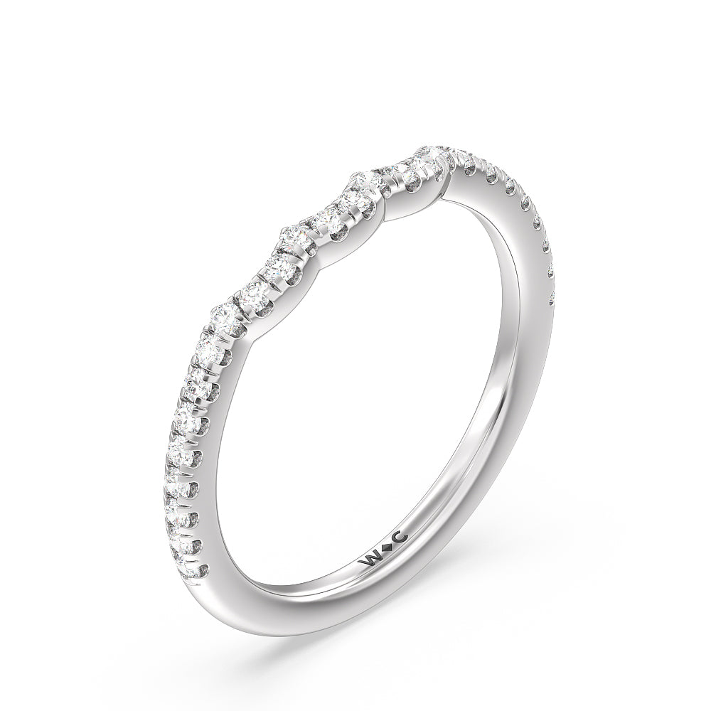 Pear Three Stone Pave Diamond Wedding Band with 18KT White Gold Cut Diamond in 14KT White Gold view 4
