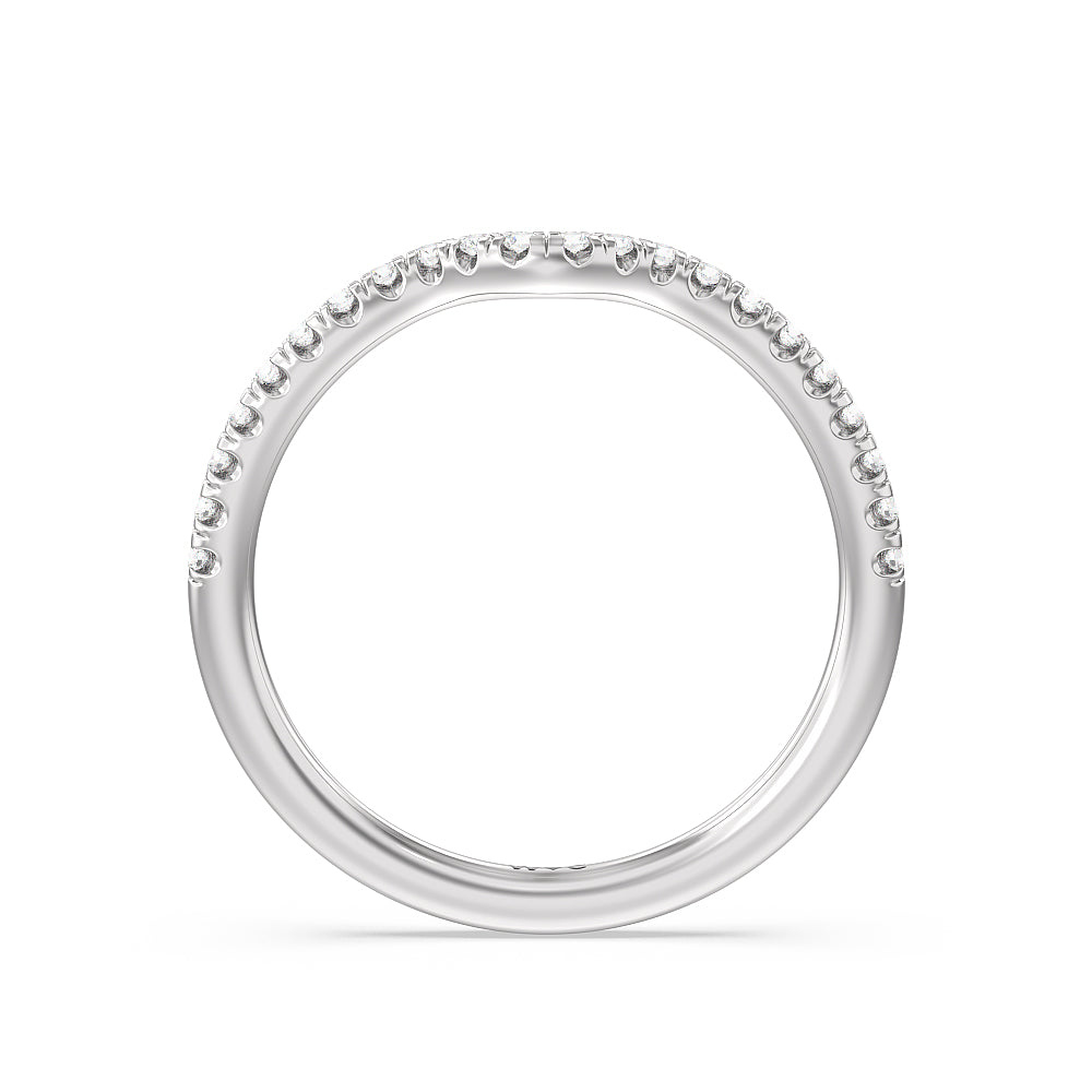 Grooved Taper Cathedral Solitaire Diamond Wedding Band with 18KT White Gold Cut Diamond in 14KT White Gold view 2
