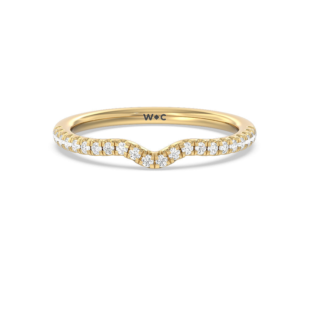 Grooved Taper Cathedral Solitaire Diamond Wedding Band with 18KT Yellow Gold Cut Diamond in 14KT Yellow Gold view 1
