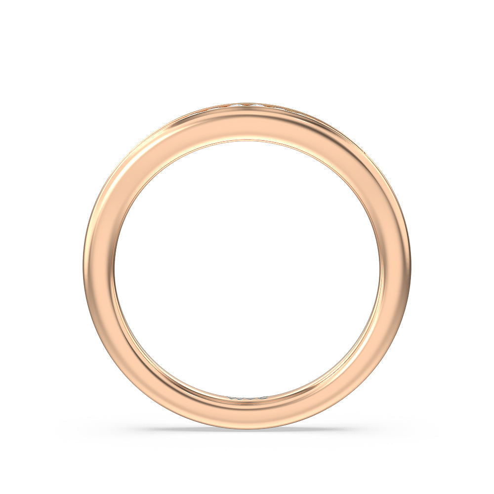 Petite Channel Set Solitaire Diamond Wedding Band with 18KT Rose Gold Cut Diamond in 14KT Rose Gold view 2
