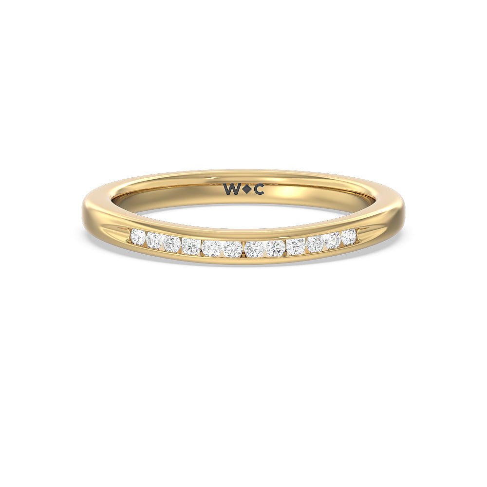 Petite Channel Set Solitaire Diamond Wedding Band with 18KT Yellow Gold Cut Diamond in 14KT Yellow Gold view 1
