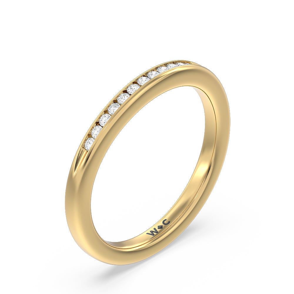 Petite Channel Set Solitaire Diamond Wedding Band with 18KT Yellow Gold Cut Diamond in 14KT Yellow Gold view 4

