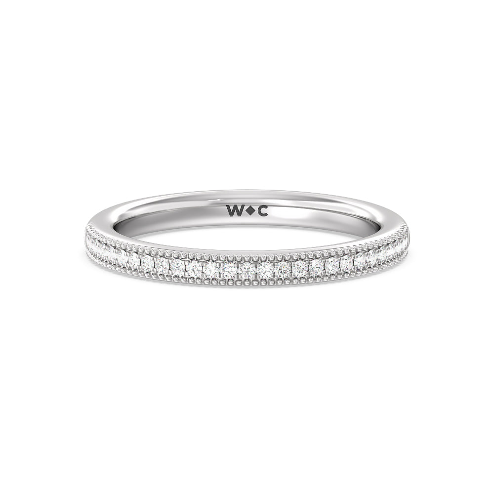 Kite Basket Four Prong Solitaire Diamond Wedding Band with 18KT White Gold Cut Diamond in 14KT White Gold view 1
