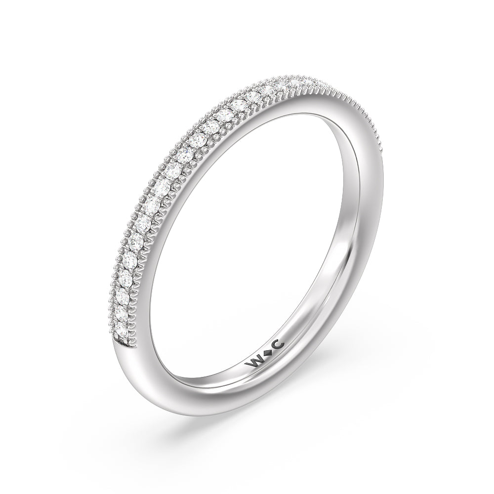 Kite Basket Four Prong Solitaire Diamond Wedding Band with 18KT White Gold Cut Diamond in 14KT White Gold view 4
