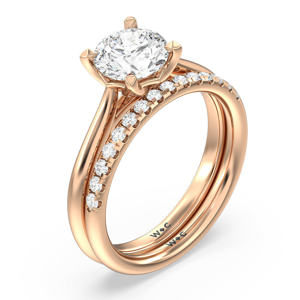 Pear Cut Tulip Basket Cathedral Classic Solitaire Engagement Ring with Lab Grown Diamond in 14KT Rose Gold view 6
