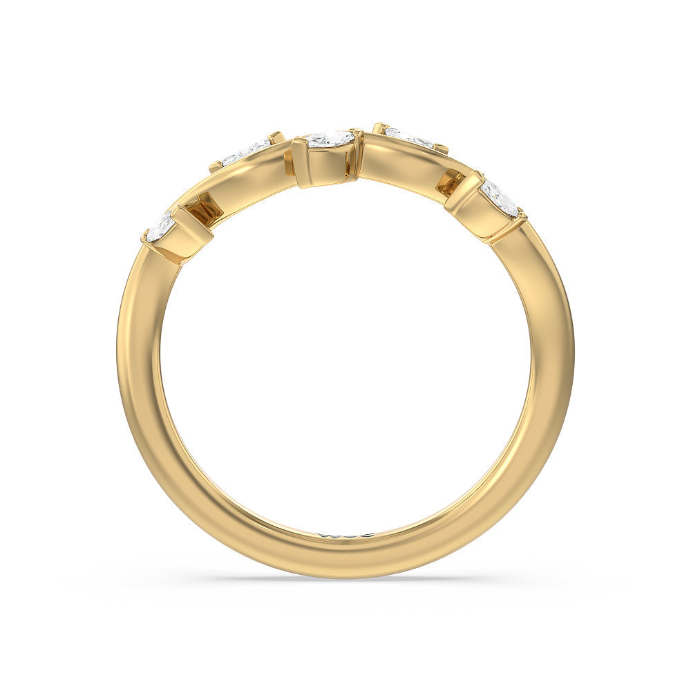Slender Vine Six Prong Solitaire Diamond Wedding Band with 18KT Yellow Gold Cut Diamond in 14KT Yellow Gold view 2
