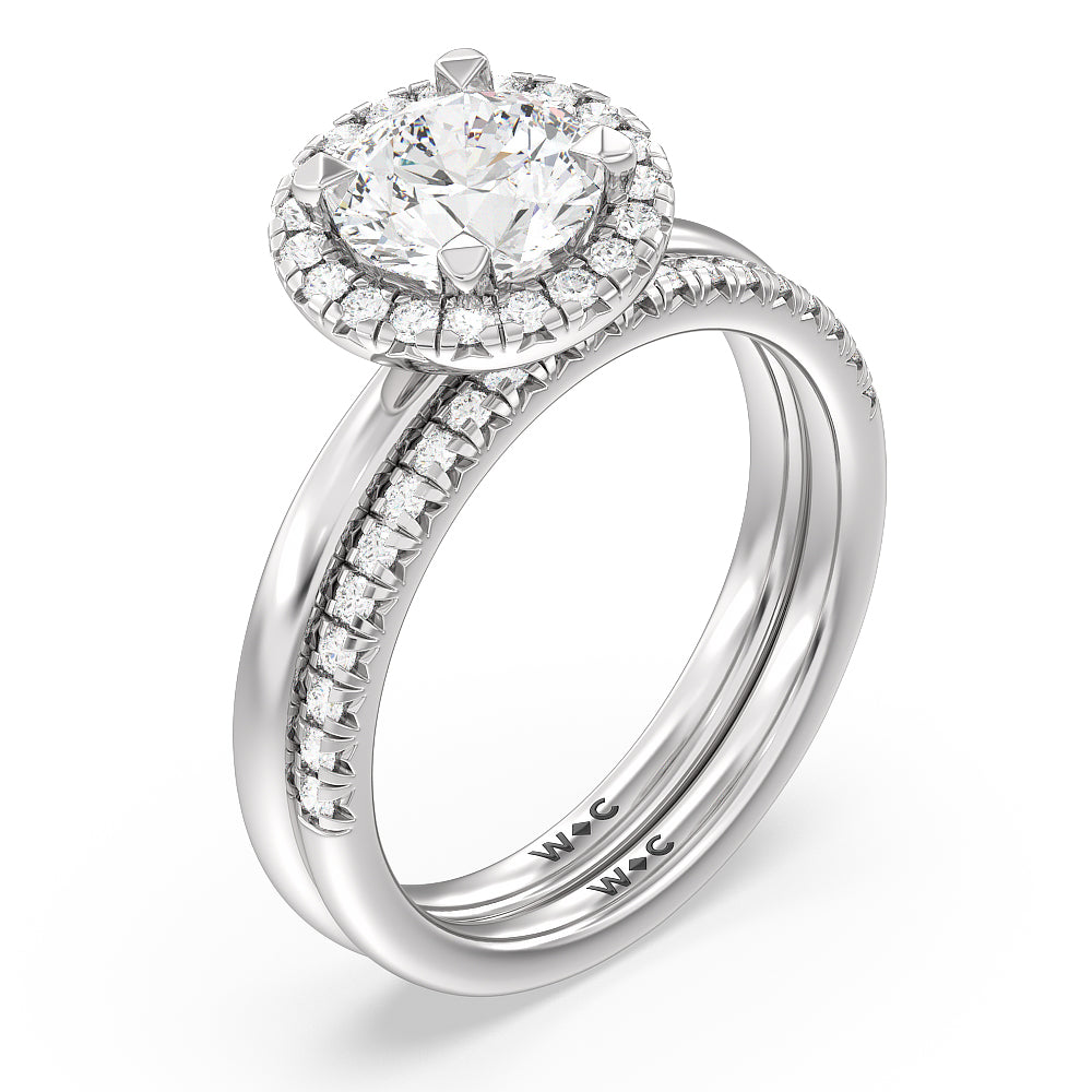 Seamless Plain Shank Halo Solitaire Diamond Wedding Band