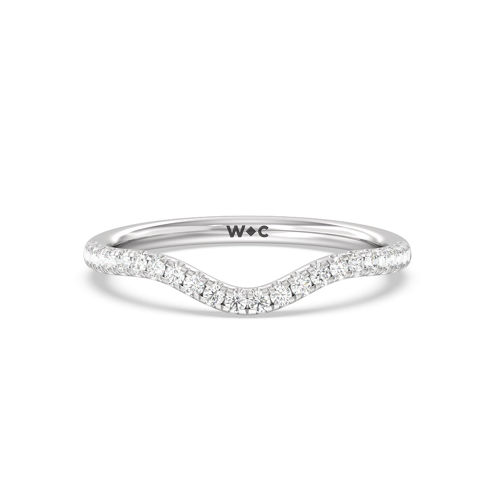 Criss Cross Shank Halo Solitaire Diamond Wedding Band with 18KT White Gold Cut Diamond in 14KT White Gold view 1
