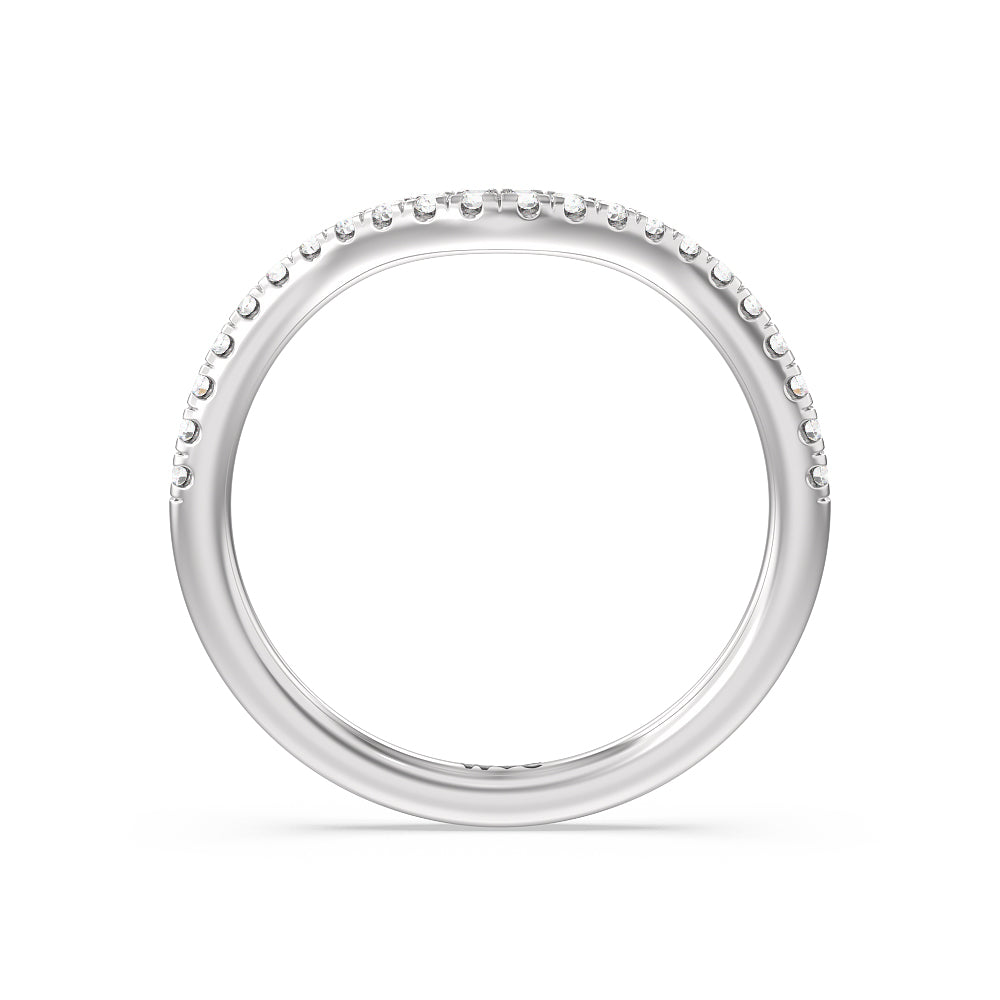 Criss Cross Shank Halo Solitaire Diamond Wedding Band with 18KT White Gold Cut Diamond in 14KT White Gold view 2
