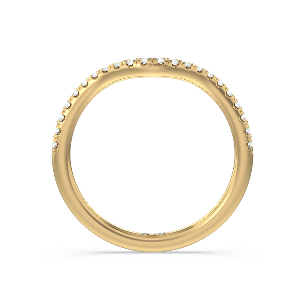 Criss Cross Shank Halo Solitaire Diamond Wedding Band with 18KT Yellow Gold Cut Diamond in 14KT Yellow Gold view 2
