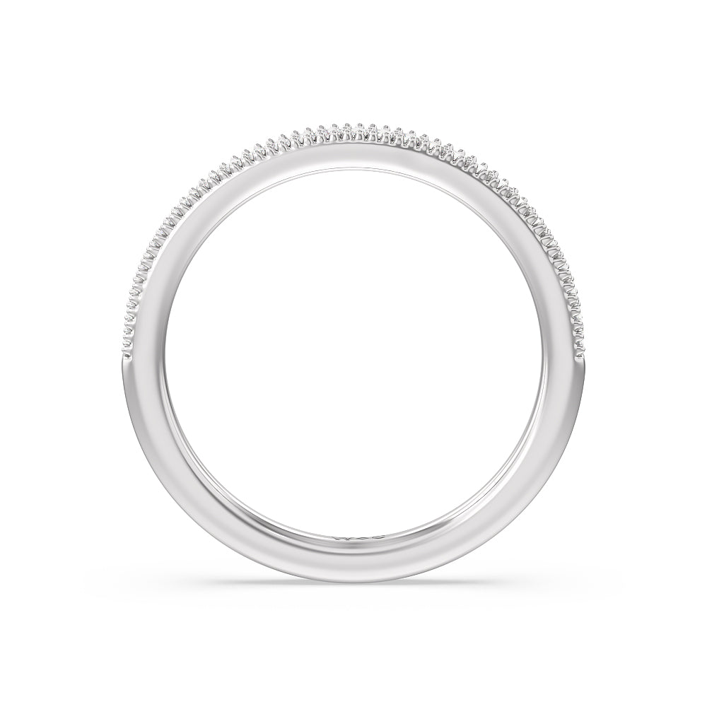 Floral Halo Cathedral Diamond Wedding Band with 18KT White Gold Cut Diamond in 14KT White Gold view 2

