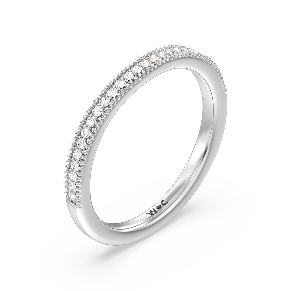 Floral Halo Cathedral Diamond Wedding Band with 18KT White Gold Cut Diamond in 14KT White Gold view 4
