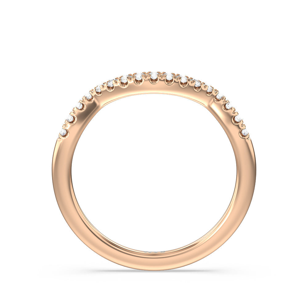 Elegant Halo Side Stone Accent Solitaire Diamond Wedding Band with 18KT Rose Gold Cut Diamond in 14KT Rose Gold view 2
