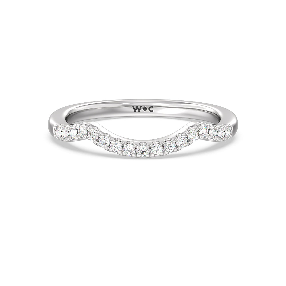 Elegant Halo Side Stone Accent Solitaire Diamond Wedding Band with 18KT White Gold Cut Diamond in 14KT White Gold view 1
