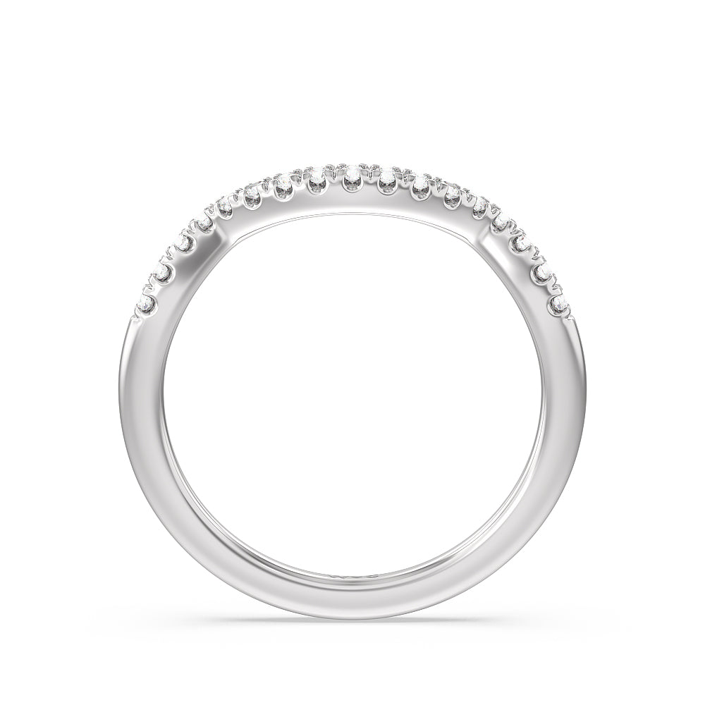 Elegant Halo Side Stone Accent Solitaire Diamond Wedding Band with 18KT White Gold Cut Diamond in 14KT White Gold view 2
