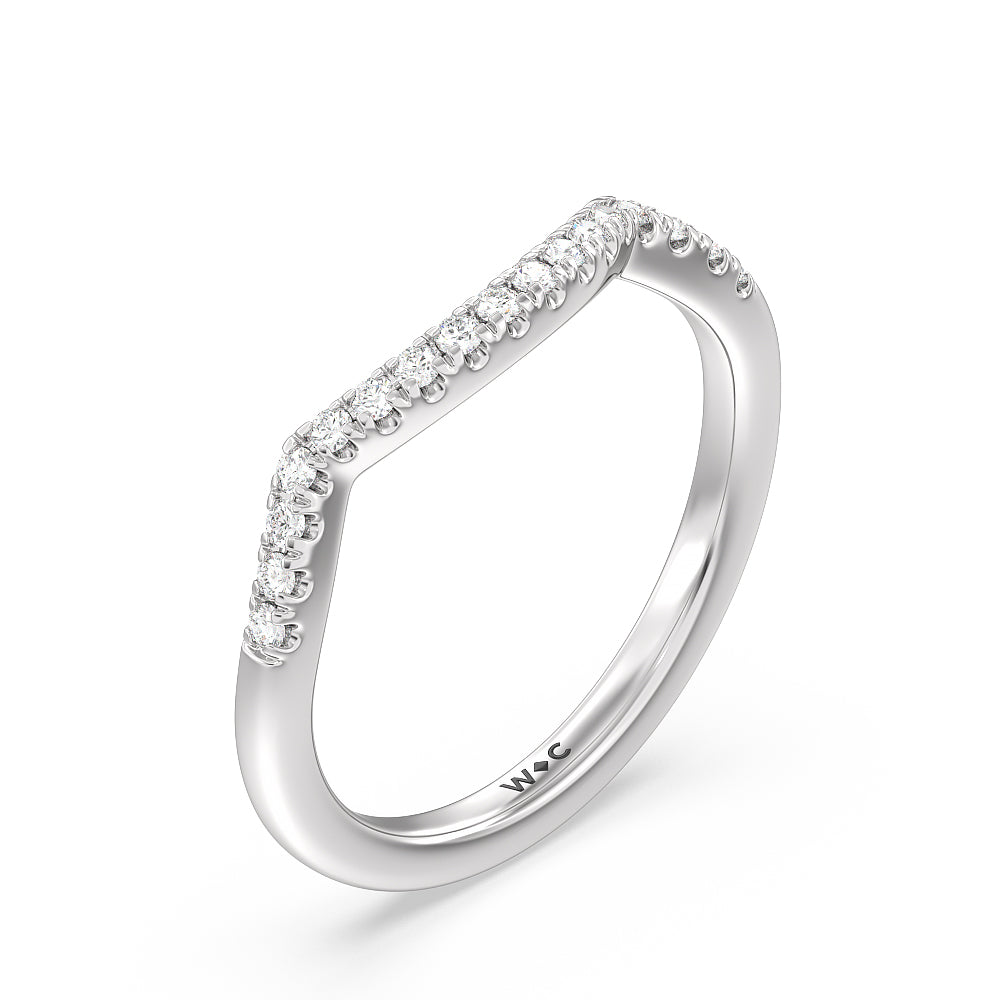 Elegant Halo Side Stone Accent Solitaire Diamond Wedding Band with 18KT White Gold Cut Diamond in 14KT White Gold view 4

