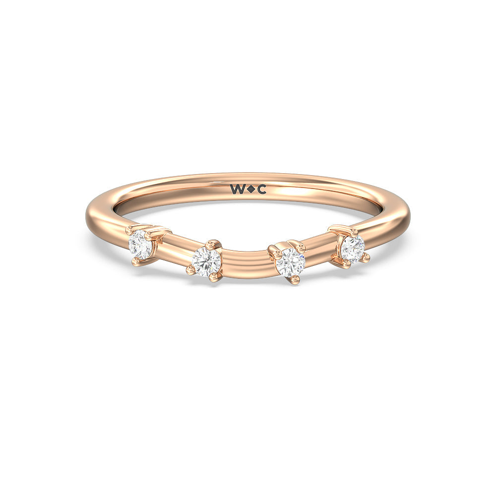 Star Halo Solitaire Diamond Wedding Band with 18KT Rose Gold Cut Diamond in 14KT Rose Gold view 1
