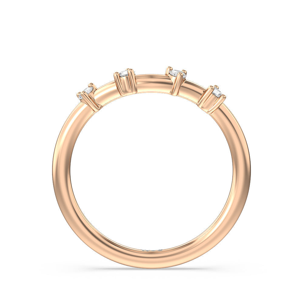 Star Halo Solitaire Diamond Wedding Band with 18KT Rose Gold Cut Diamond in 14KT Rose Gold view 2
