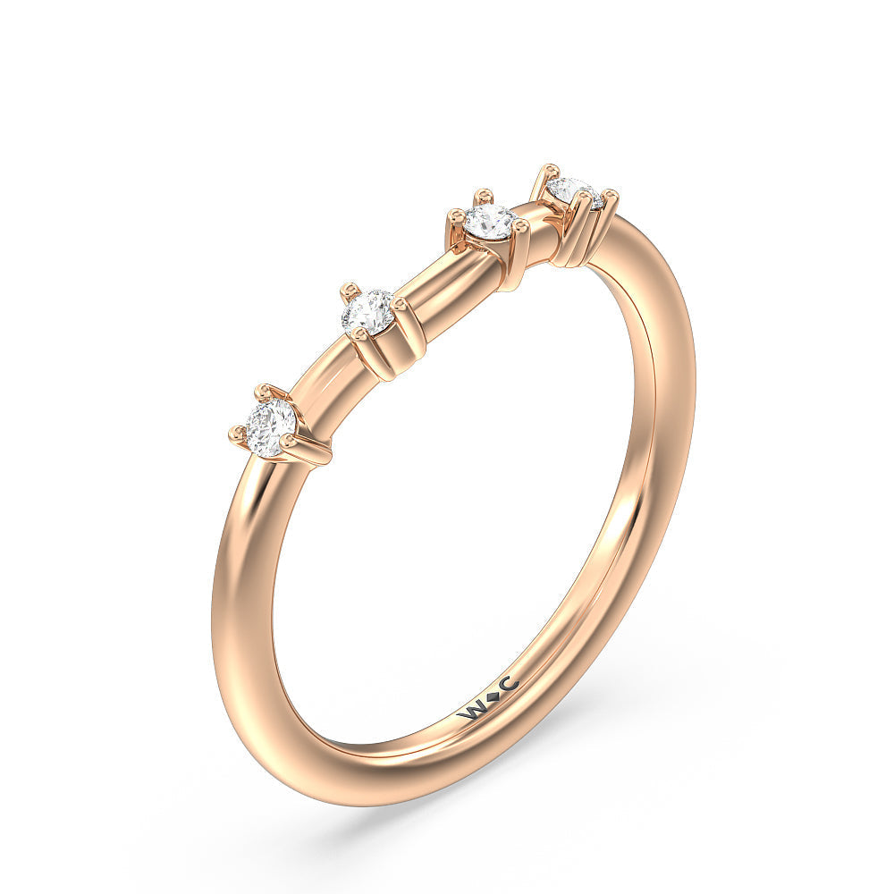 Star Halo Solitaire Diamond Wedding Band with 18KT Rose Gold Cut Diamond in 14KT Rose Gold view 4
