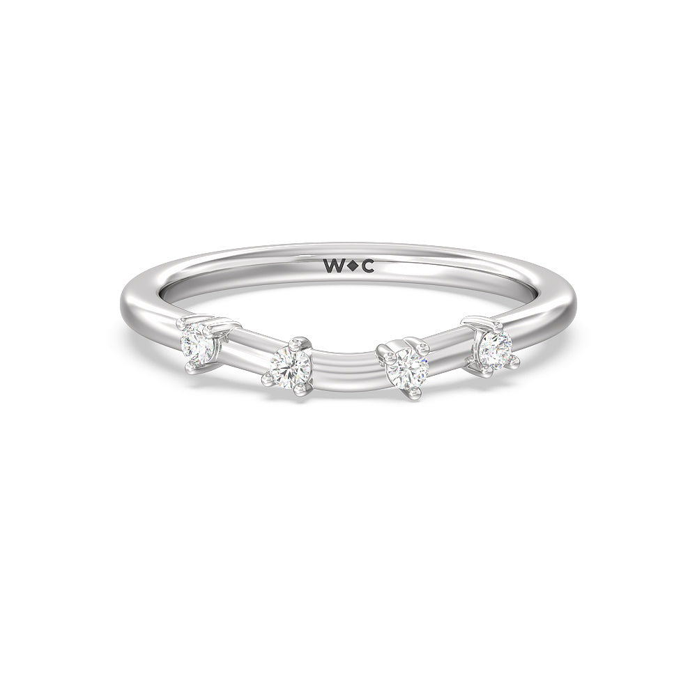 Star Halo Solitaire Diamond Wedding Band with 18KT White Gold Cut Diamond in 14KT White Gold view 1
