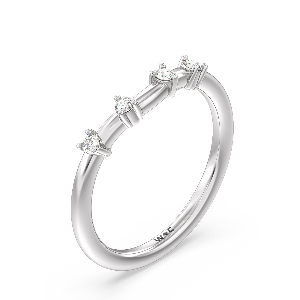 Star Halo Solitaire Diamond Wedding Band with 18KT White Gold Cut Diamond in 14KT White Gold view 4
