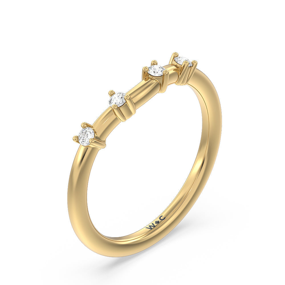 Star Halo Solitaire Diamond Wedding Band with 18KT Yellow Gold Cut Diamond in 14KT Yellow Gold view 4
