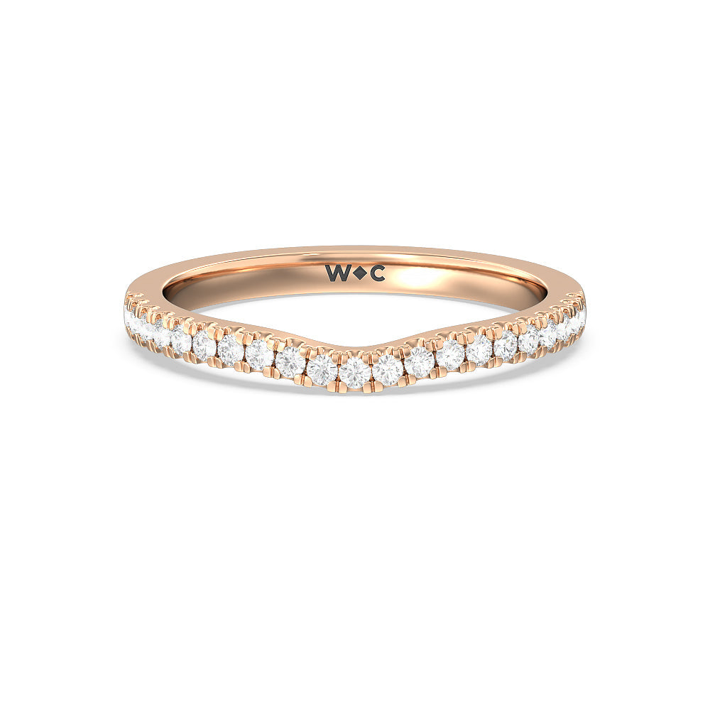 Medi Solitaire Diamond Wedding Band with 18KT Rose Gold Cut Diamond in 14KT Rose Gold view 1
